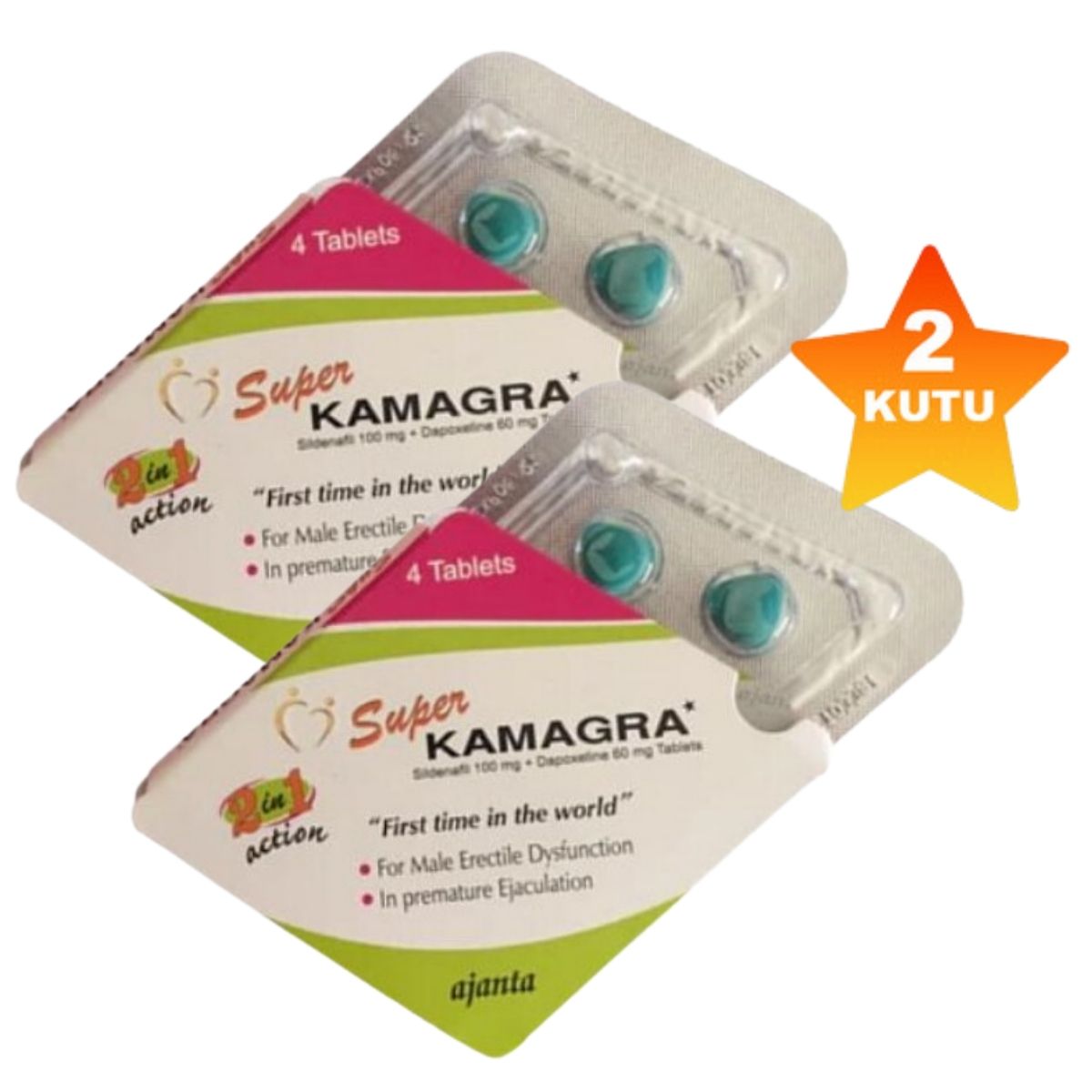 Süper Kamagra 100 Mg Hap 2 Kutu Kamagra 4’lü Tablet 2 Kutu ürün görseli